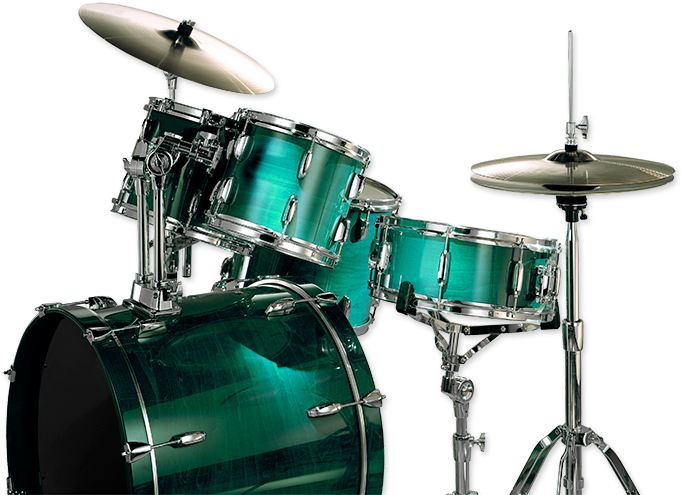 Green drums isolated over white with clipping path